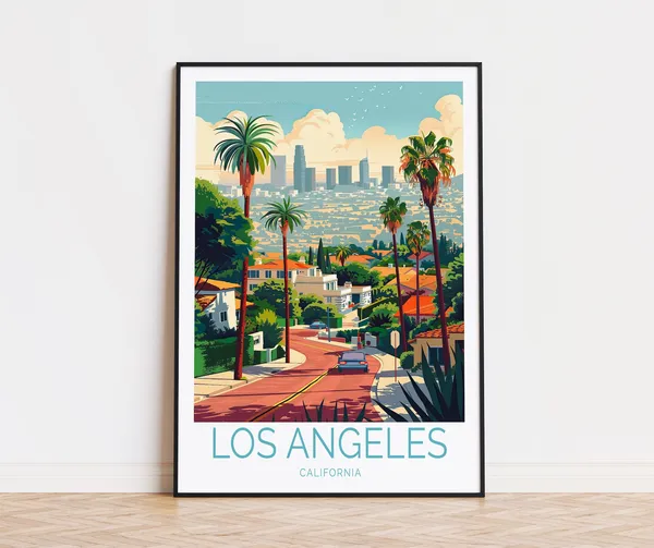 Los Angeles California Travel Poster, City Wall Art