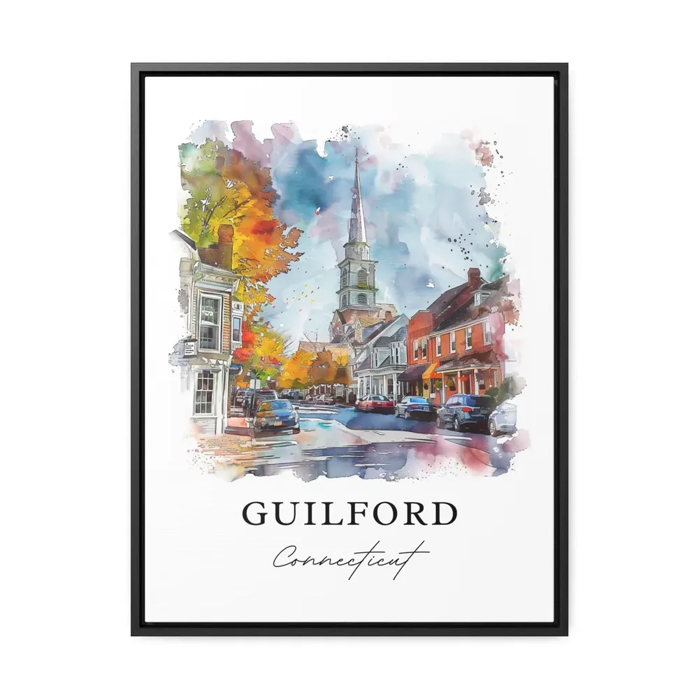 Guilford Ct Watercolor Travel Poster, Connecticut - Image 3