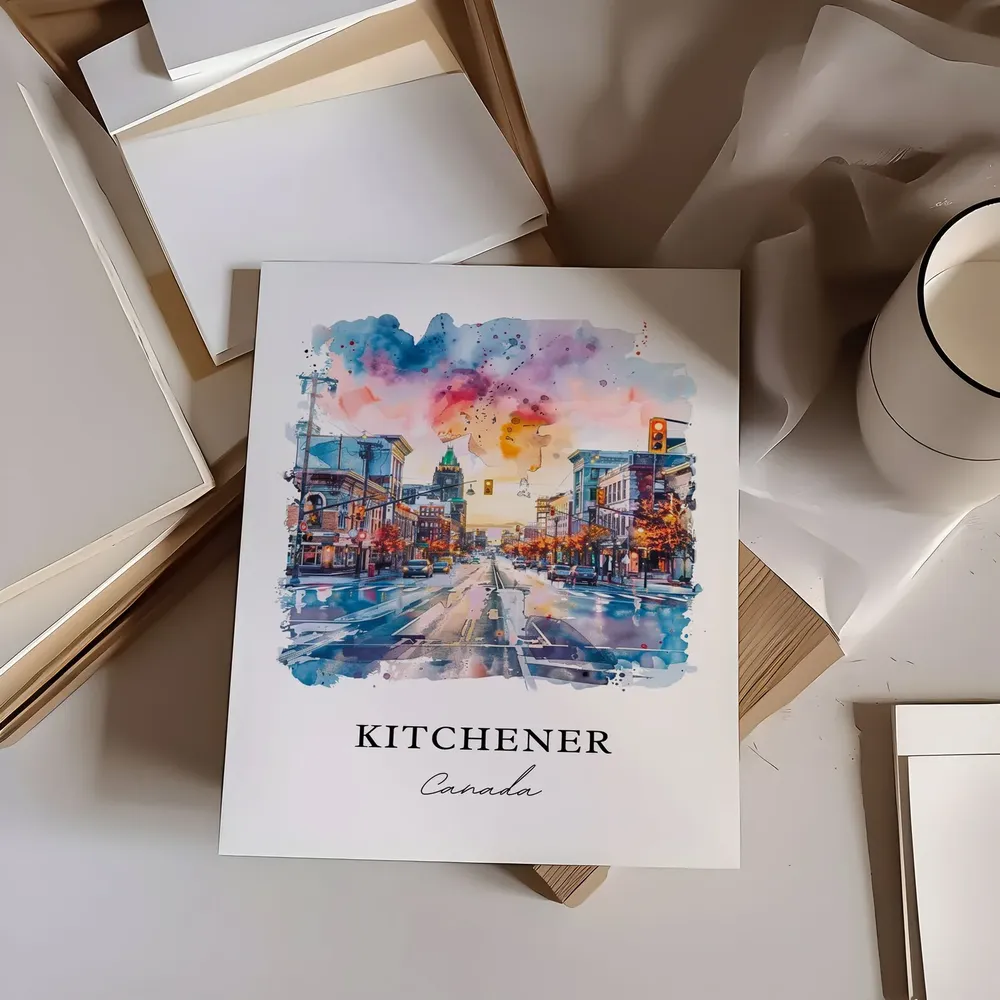 Kitchener Ontario Travel Poster, Watercolor Art Print - Image 6