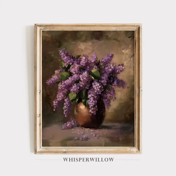 Lilac Bouquet Still Life Vintage Painting Art Print