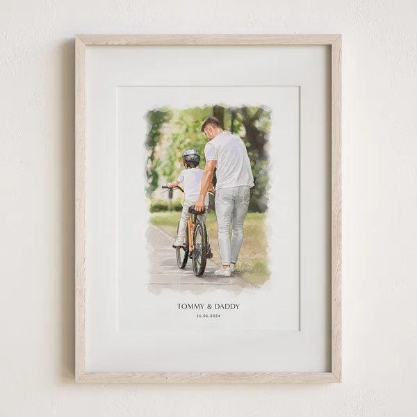 Personalized Father's Day Watercolor Portrait Gift