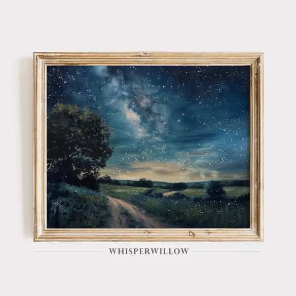 Country Night Sky Milky Way Vintage Art Print