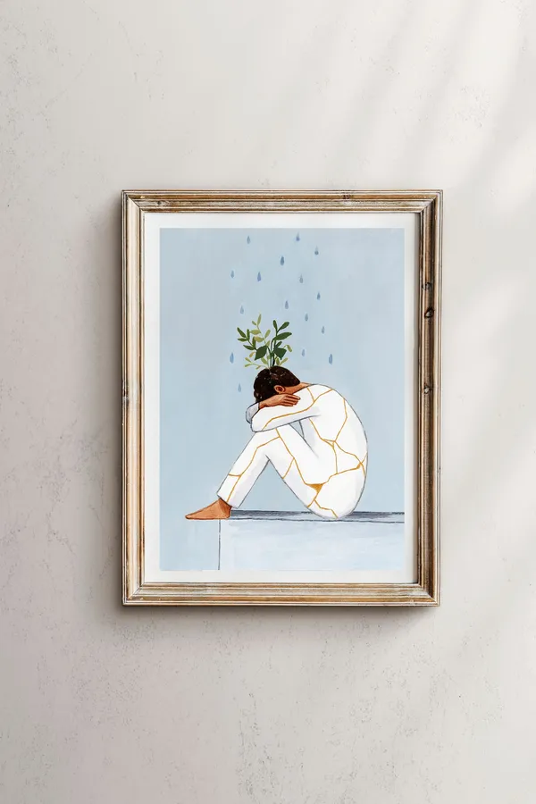 Kintsugi Blooming Art Print, Mental Health Decor