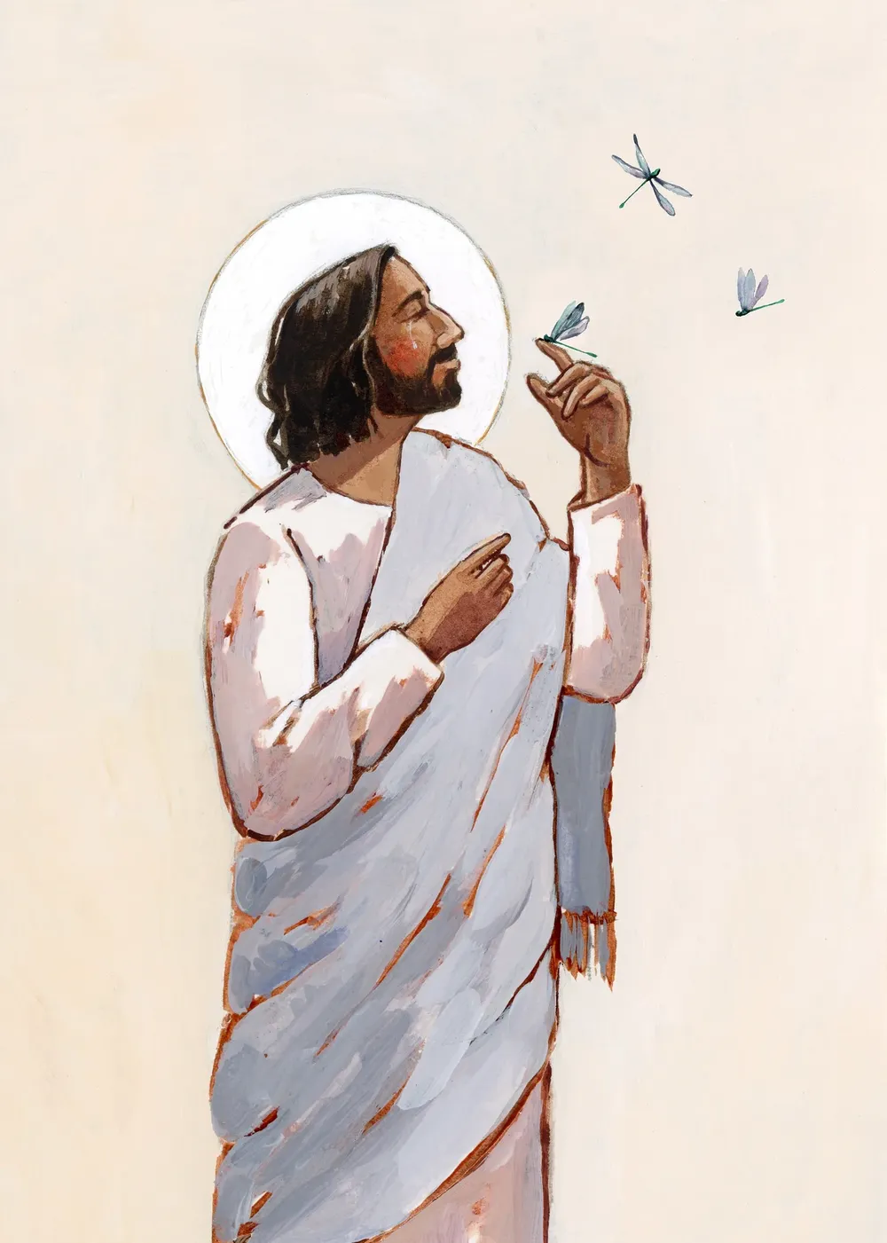 A Heavenly Messenger Print, Christ With Dragonflies - Image 2