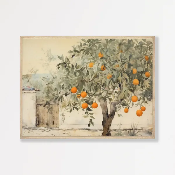 Antique Orange Tree, Vintage French Country Poster