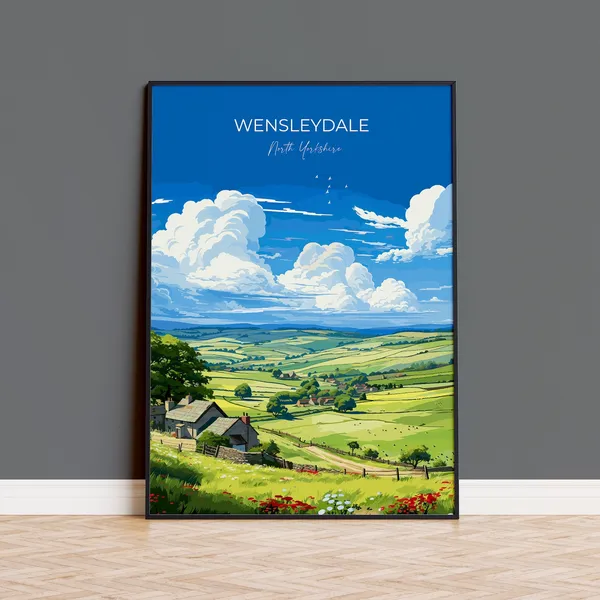 Wensleydale Travel Poster, English Countryside Art