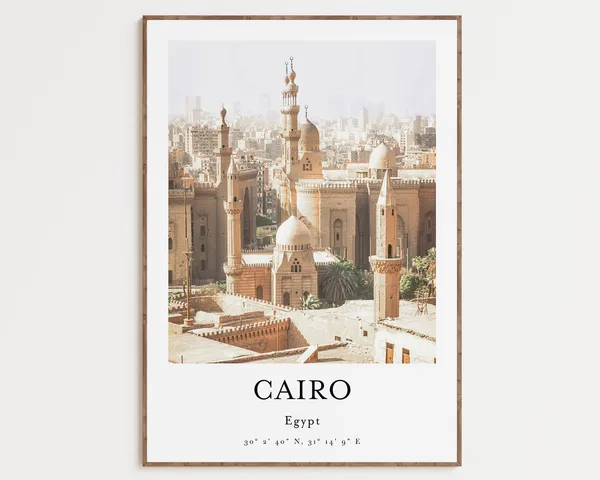 Cairo Cityscape Travel Poster, Egypt City View