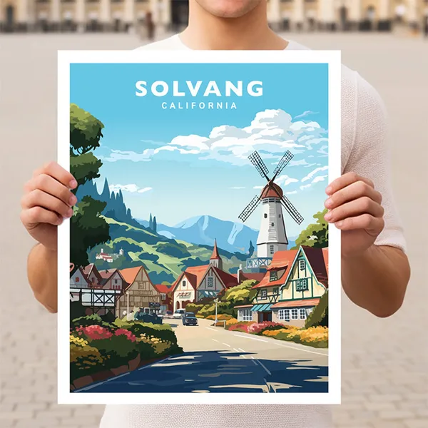 Solvang California Travel Poster, California Travel