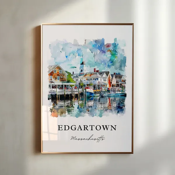 Edgartown MA Travel Poster, Martha's Vineyard Print