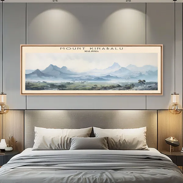 Mount Kinabalu Panoramic Travel Poster, Malaysia