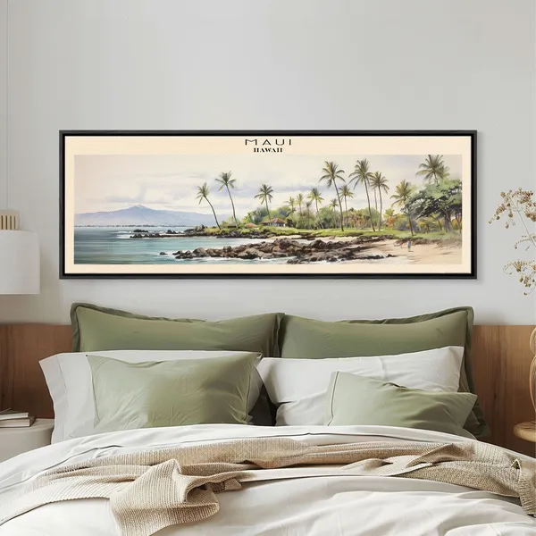 Maui Travel Poster, Hawaii Vintage Watercolor Print
