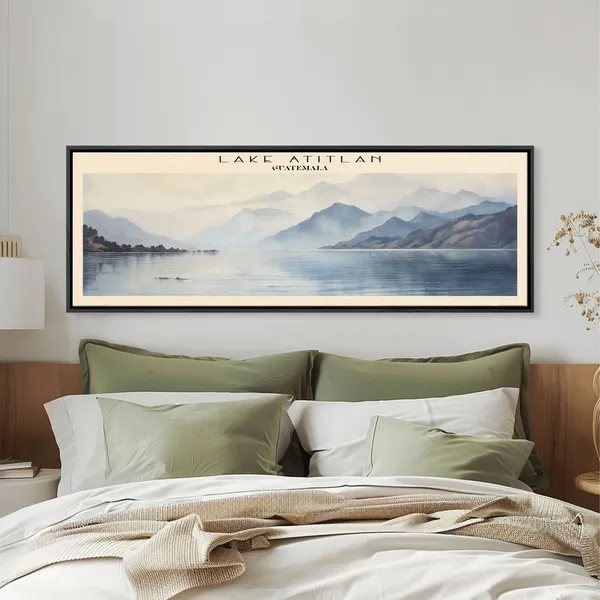 Lake Atitlan Guatemala Travel Poster, Panoramic View