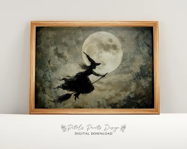 Witchy Halloween Rustic Decor Poster Print