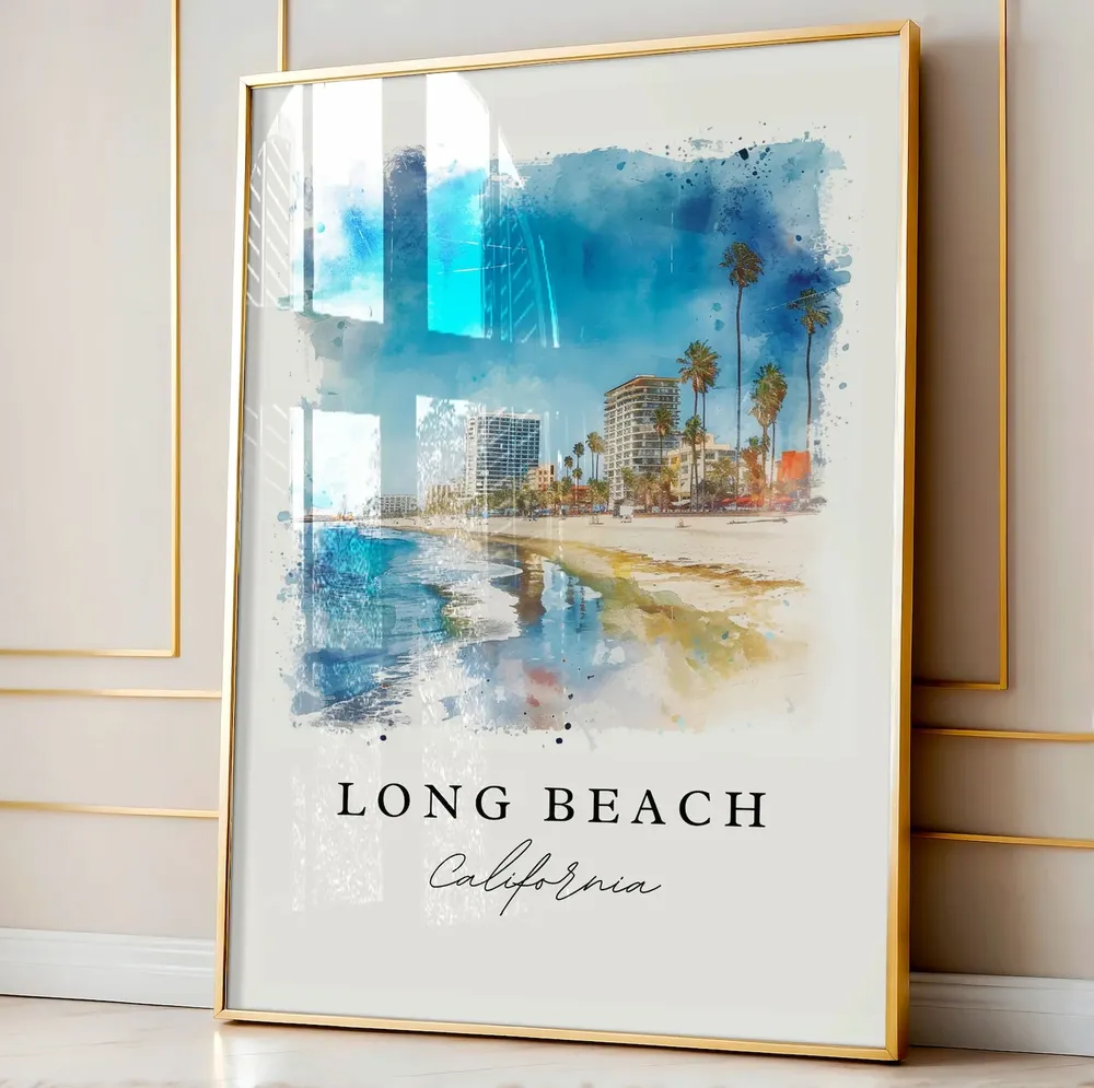 Long Beach Los Angeles Custom Text Travel Poster - Image 4