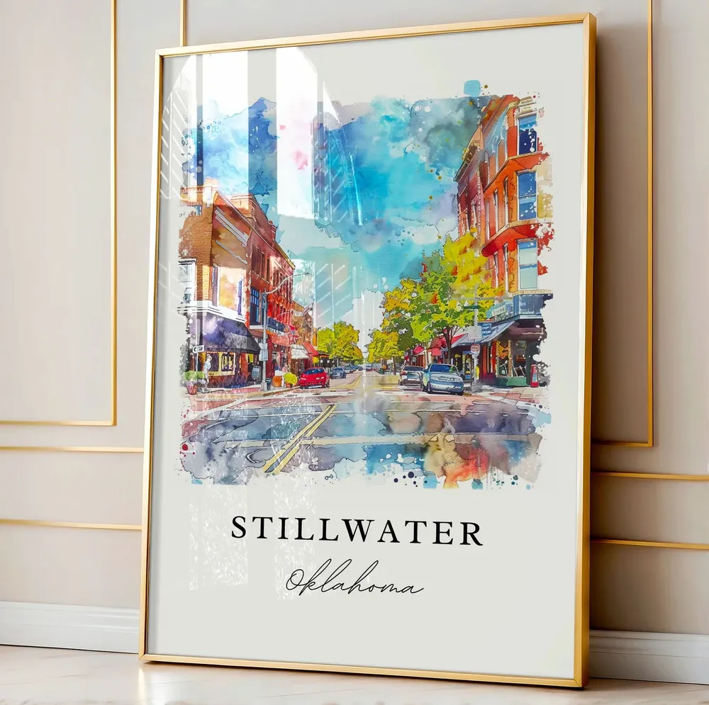 Stillwater OK Travel Poster, Oklahoma Wall Art Print - Image 4