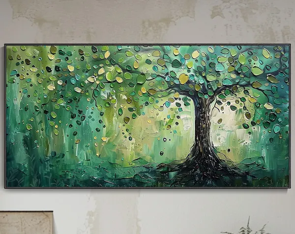Tree Of Life Oil Painting Art Print, Abstract Landscape