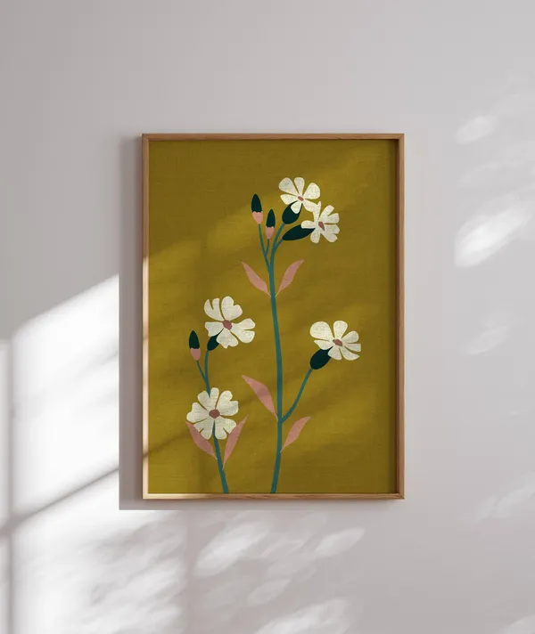 70s Flower Poster, Funky Retro Floral Art Print
