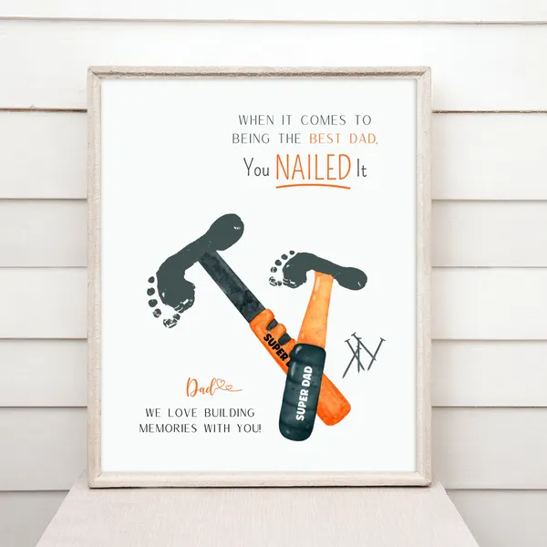 Footprint Craft For Dad, Keepsake Art Print