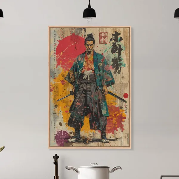 Abstract Samurai Japanese Poster Print, Cultural Wall Art