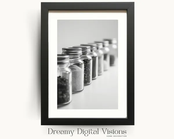 Kitchen Spice Jars Art Print, Black and White