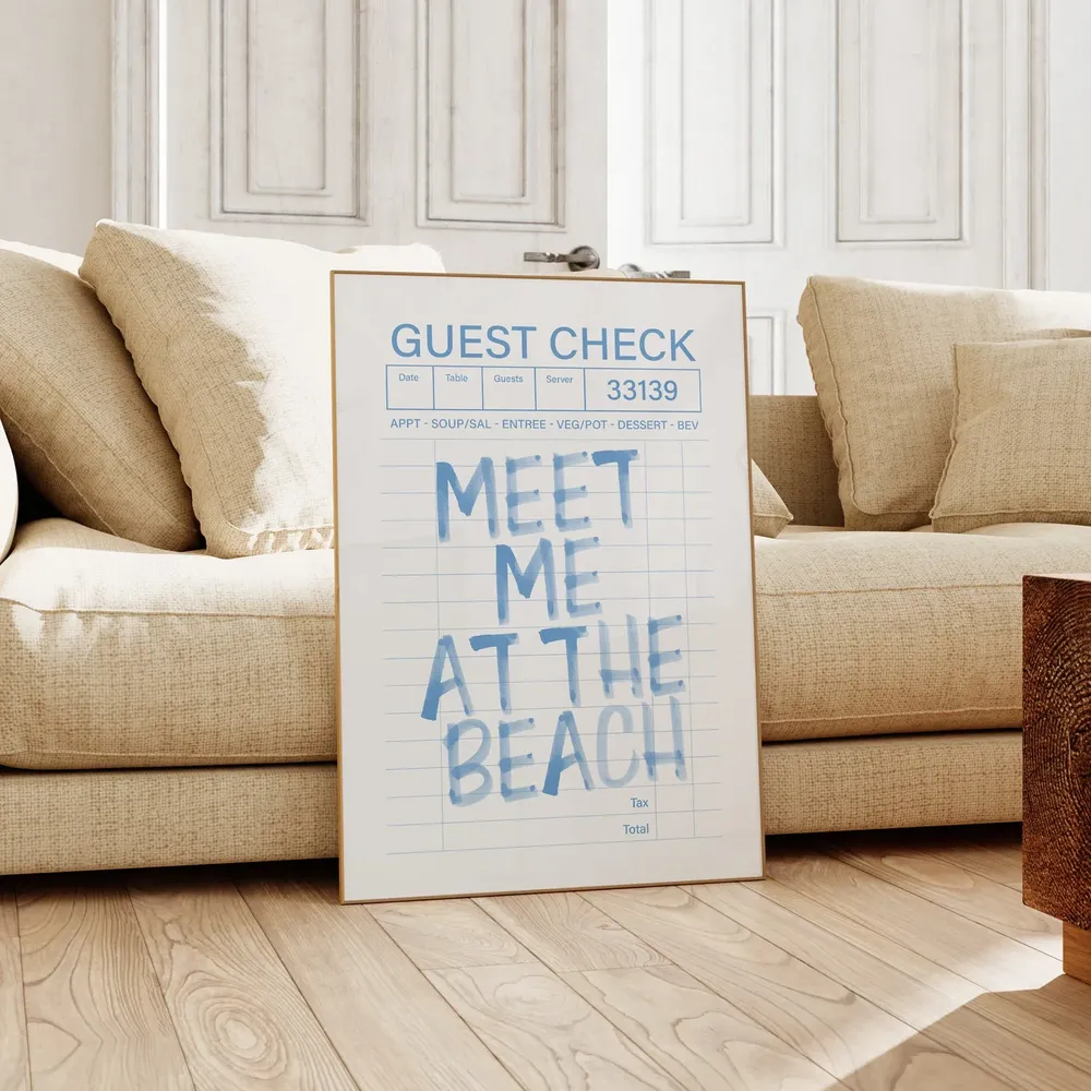 Meet Me At The Beach Guest Check Poster - Image 2