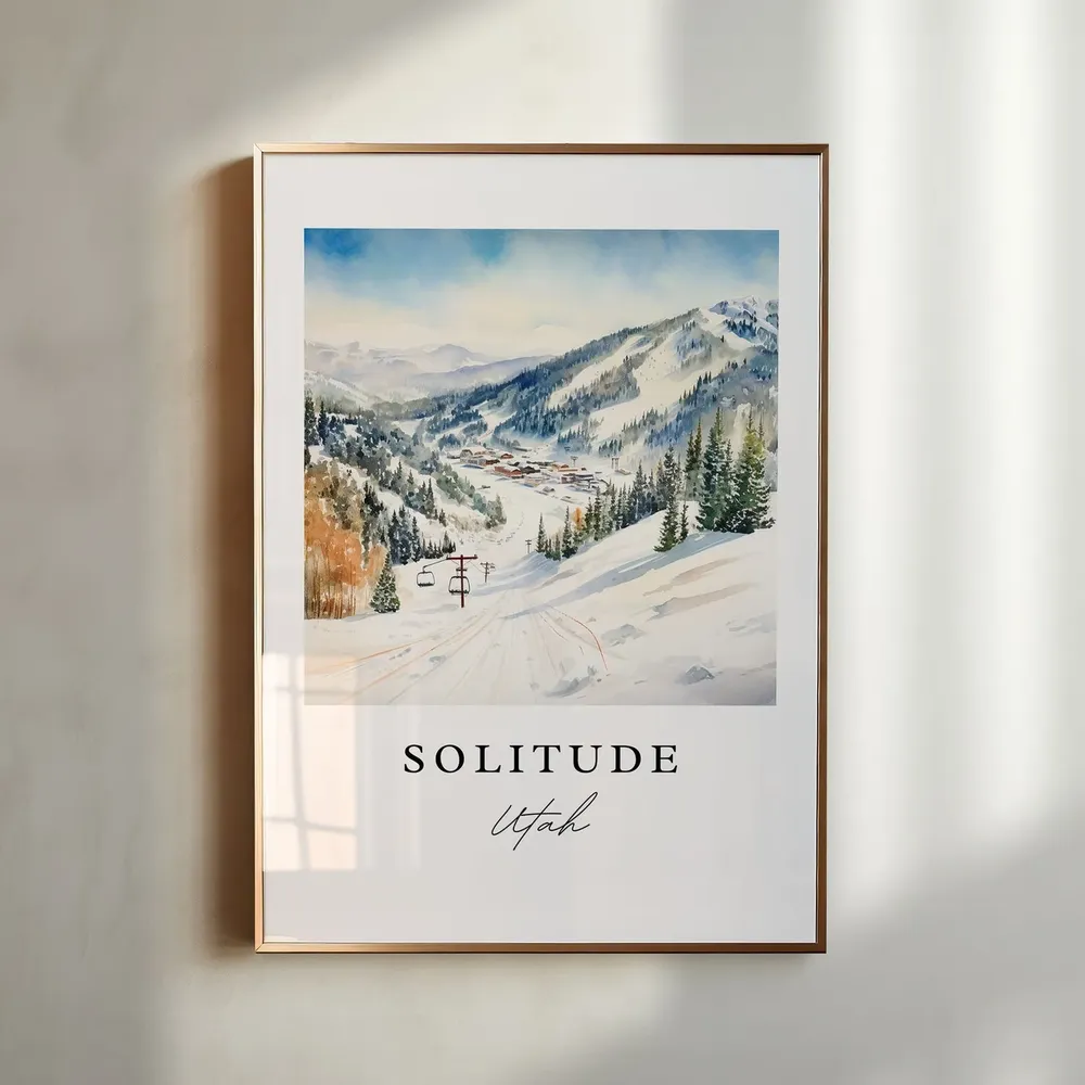 Solitude Utah Travel Poster, Custom Text Art Print
