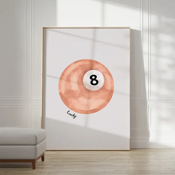 Vintage Pool Ball Lucky 8 Retro Poster