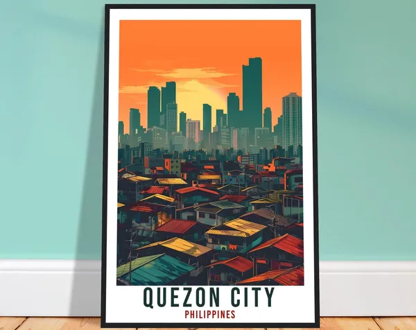 Quezon City Philippines Travel Poster, Asia Wall Art