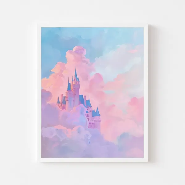 Magic Castle In The Clouds Art Print, Girls Room