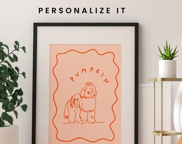 Custom Dog Portrait Personalized Pet Art Print