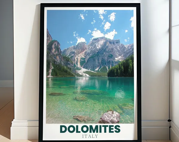 Dolomites Lago Di Braies Italy Travel Poster