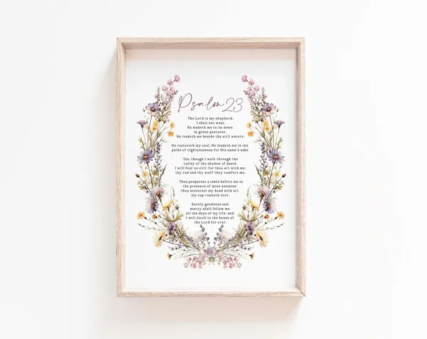 Psalm 23 The Lord Is My Shepherd Watercolor Art Print, Nursery