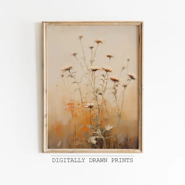 Muted Botanical Vintage Print, Autumn Farmhouse Decor