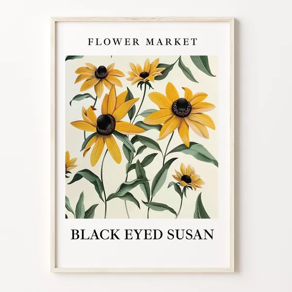 Black Eyed Susan Flower Market Botanical Art Print