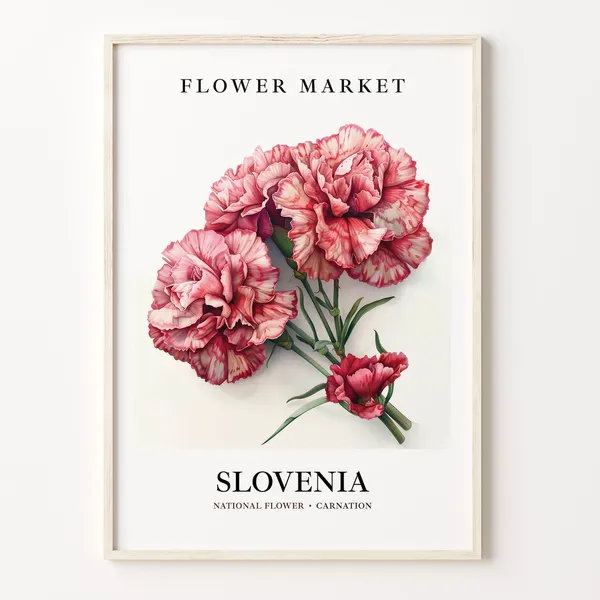 Slovenia Flower Market Botanical Art Print