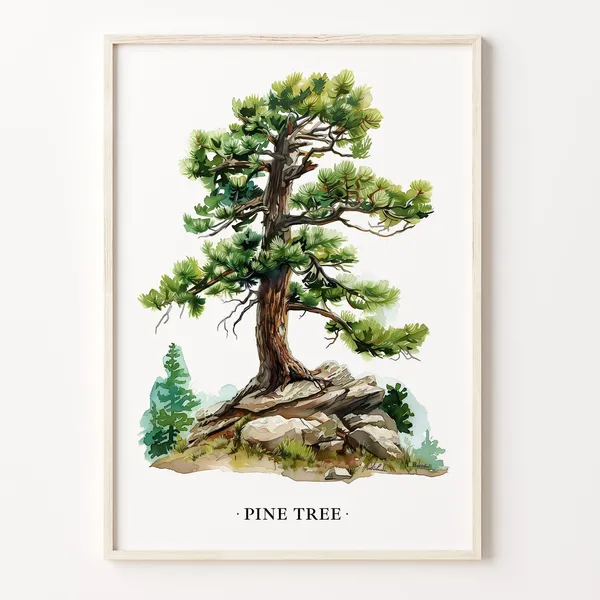 Pine Tree Nature Poster, Woodland Decor Art Print