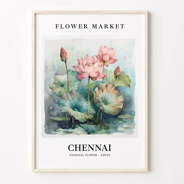 Chennai Flower Market Travel Poster, India Scene
