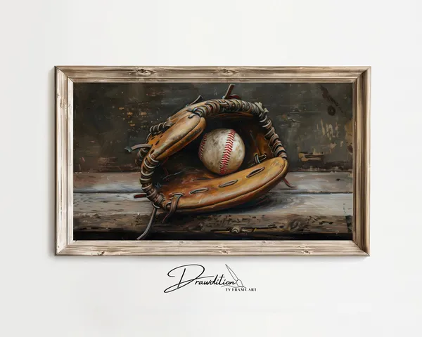 Baseball Mitt Art Print, Baseball Player Theme