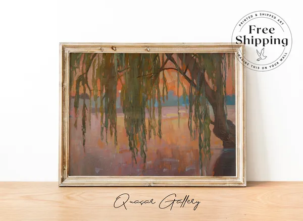 Willow Tree Nature Print, Lakeside Cabin Decor
