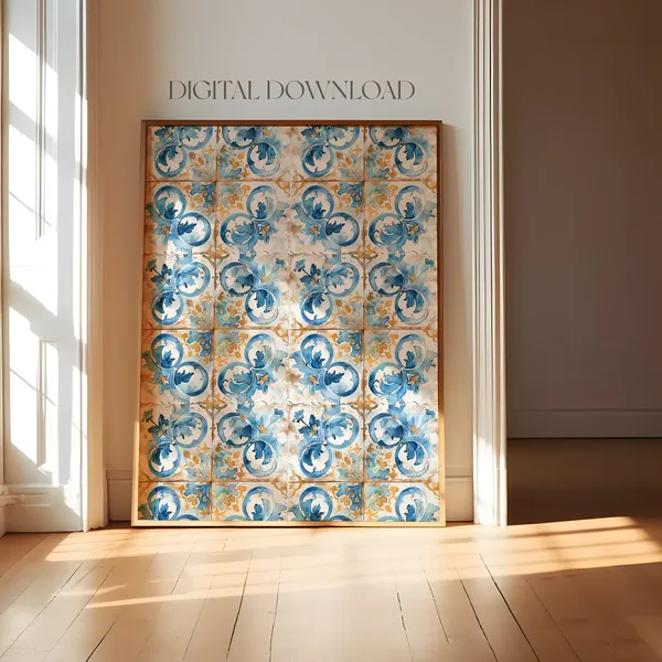 Mediterranean Tiles Travel Poster, European Wall Decor