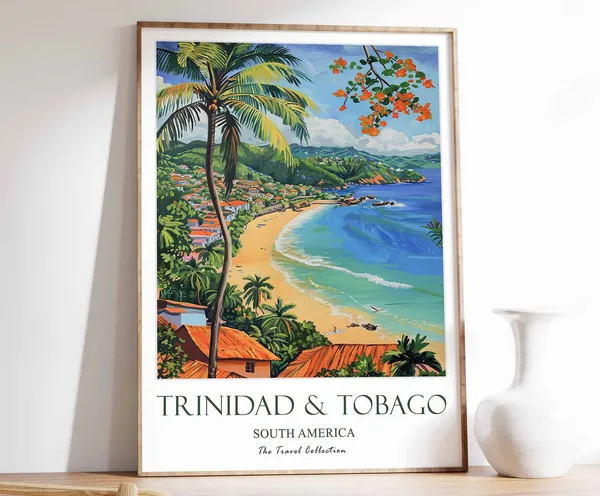 Trinidad And Tobago Travel Poster, Tropical Decor Art