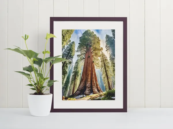 Sequoia Watercolor Art Print, Giant Forest Tree