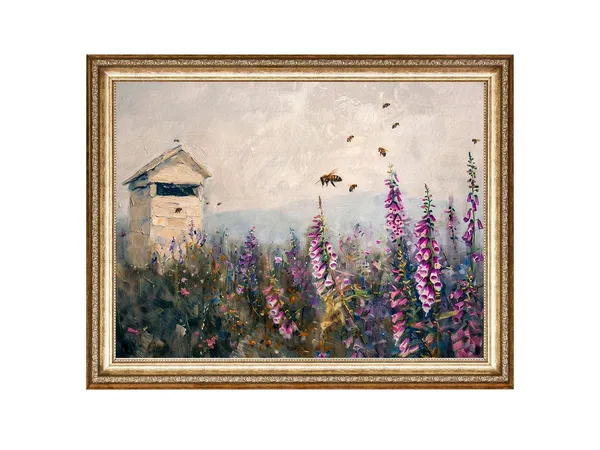 Vintage Bee Nursery Decor, Honey Bee Art Print