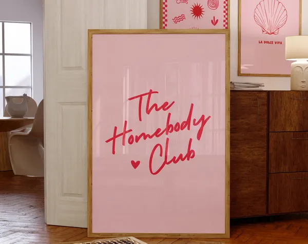The Homebody Club Pink Red Wall Art Print