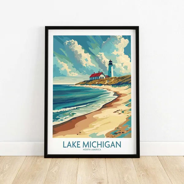 Lake Michigan Travel Poster, Home Decor Art Print