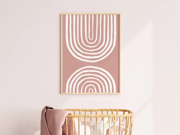 Dusty Pink Rainbow Print, Boho Nursery Decor