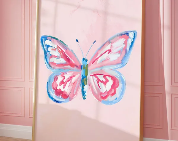 Butterfly Print, Coquette Preppy Nursery Art Print