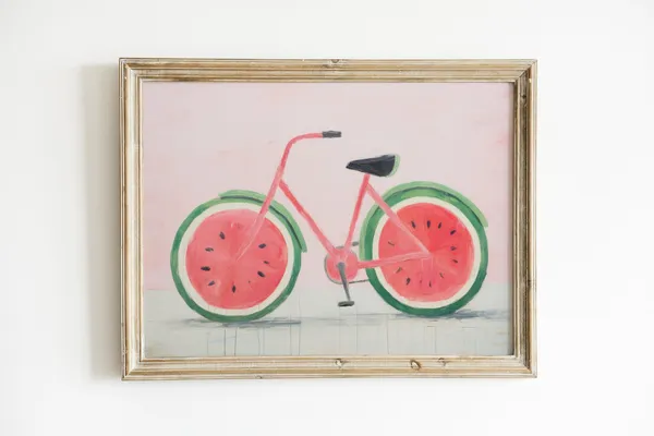 Watermelon Kitchen Art Print, Retro Pink Decor