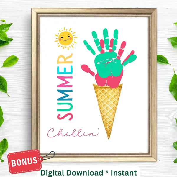 Ice Cream Summer Handprint Craft Art Print