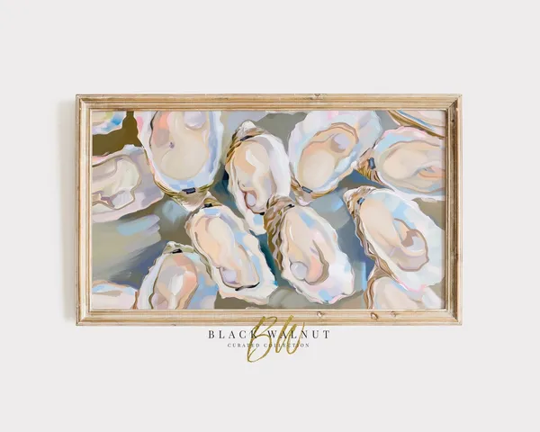 Coastal Abstract Sea Shells Oyster Art Print